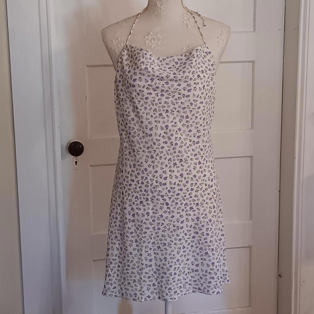 Princess Poly Kirstyn Mini Dress Purple & Yellow Flower Print Backless Tie Top 6